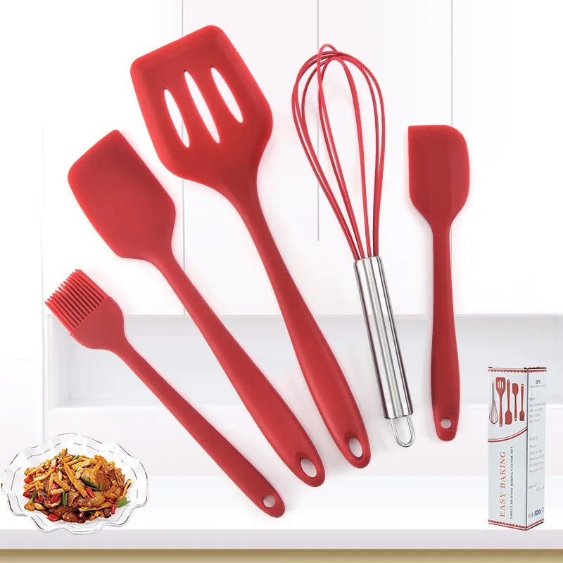 Silicone Kitchenware Non-Stick Cookware Kitchen Utensils Set Spatula Shovel Egg Beaters Silicone Handle Cooking Tool Set
