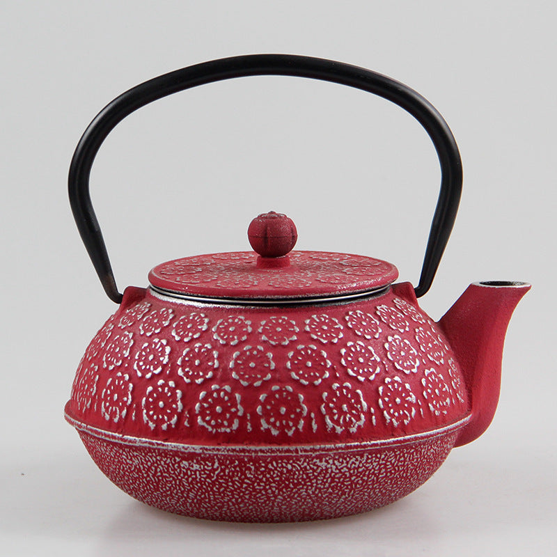600ml Cherry Blossom Color Cast Iron Kettle Boiled Water Teapot Household