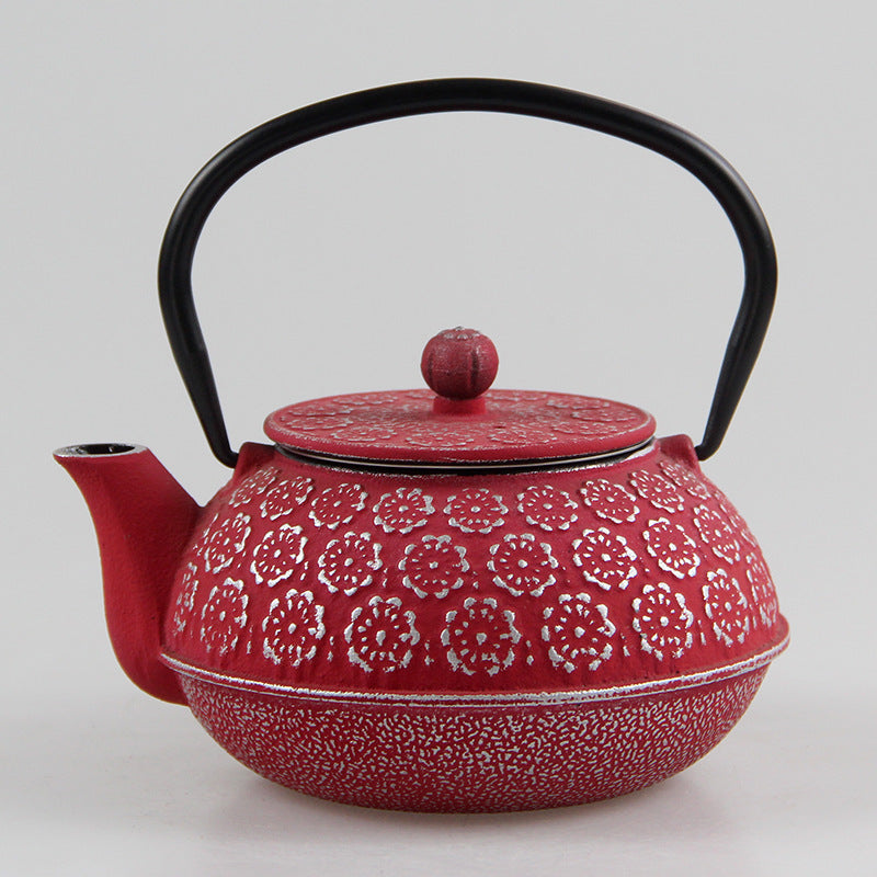 600ml Cherry Blossom Color Cast Iron Kettle Boiled Water Teapot Household