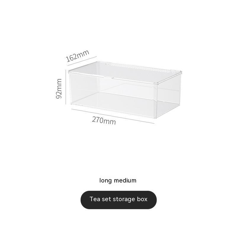Tea Set Storage Box Dustproof Glass Coffee Water Cup Holder