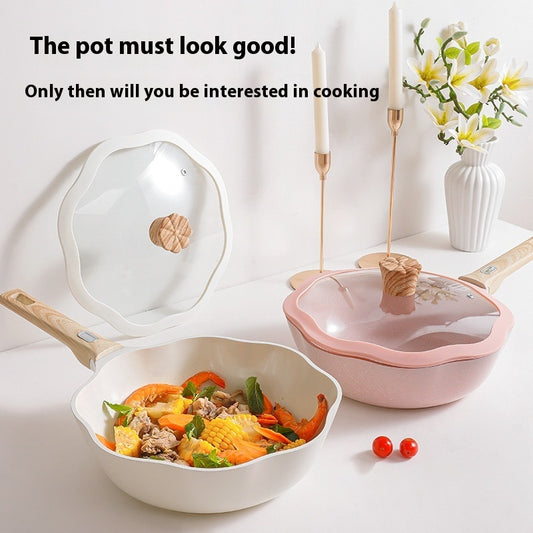 Household Magnolia Ceramic Non-stick Pan