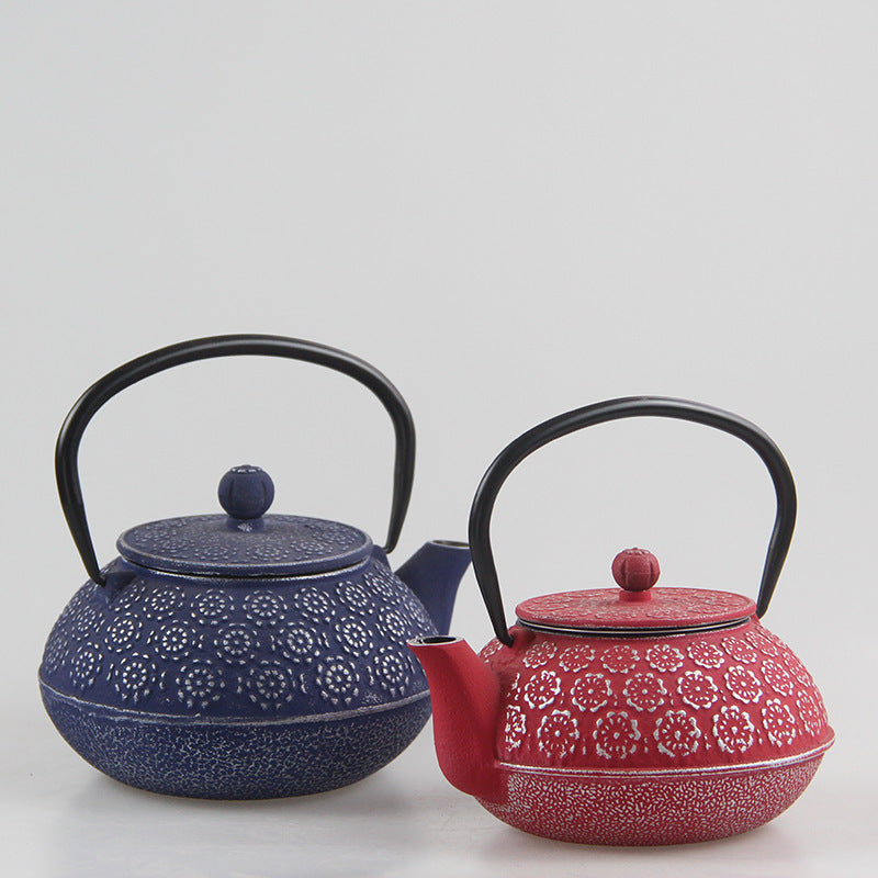 600ml Cherry Blossom Color Cast Iron Kettle Boiled Water Teapot Household