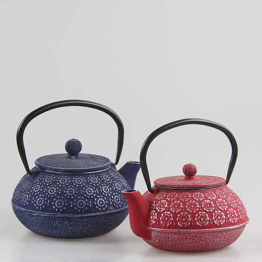 600ml Cherry Blossom Color Cast Iron Kettle Boiled Water Teapot Household