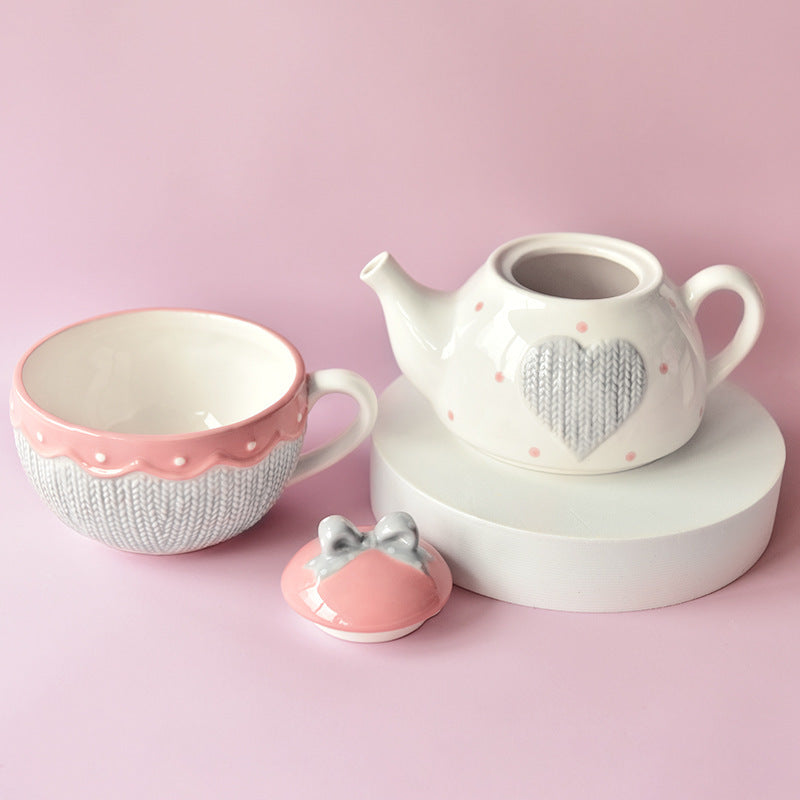 American Creative Teapot Coffee Cup Pot Ceramic Kettle Flower Tea Set