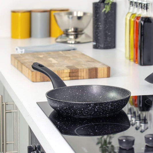Non Stick Black Frying Pan Ceramic PTFE Coated For Gas Electric Induction