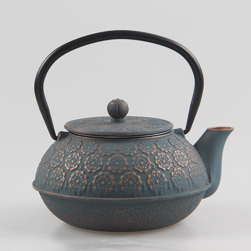 600ml Cherry Blossom Color Cast Iron Kettle Boiled Water Teapot Household